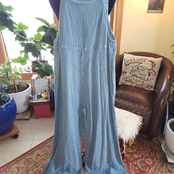 NWT Heyson Lightweight Kangaroo Pocket Wide-Leg Overall Jumpsuit Denim Blue - Picture 5 of 10